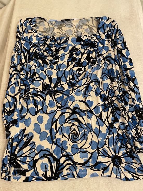Cable & Gauge Tops - Cable & Gauge Blue Black Floral Tunic Top